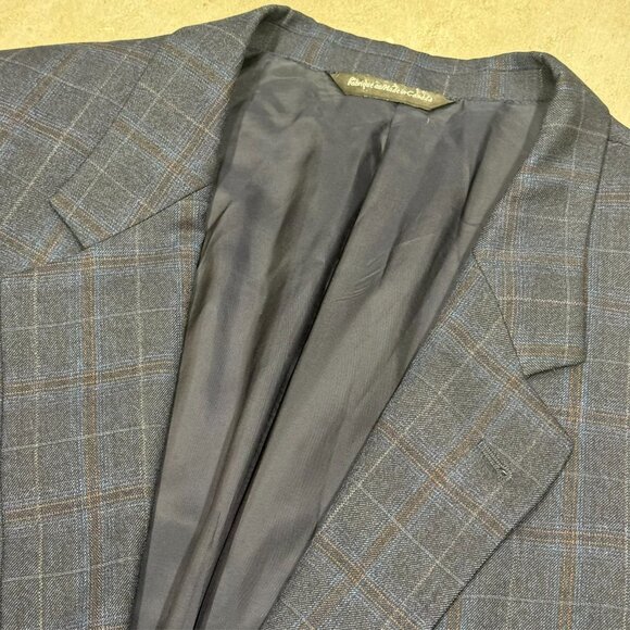 Coppley Blazer Ermenegildo Zegna Wool Sport Coat Check Blue 52 Extra Long - Picture 6 of 9